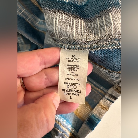 IC by CONNIE K Jacket Coat Metallic Striped Tapestry Blazer Blue Golden Yellow - Picture 8 of 9